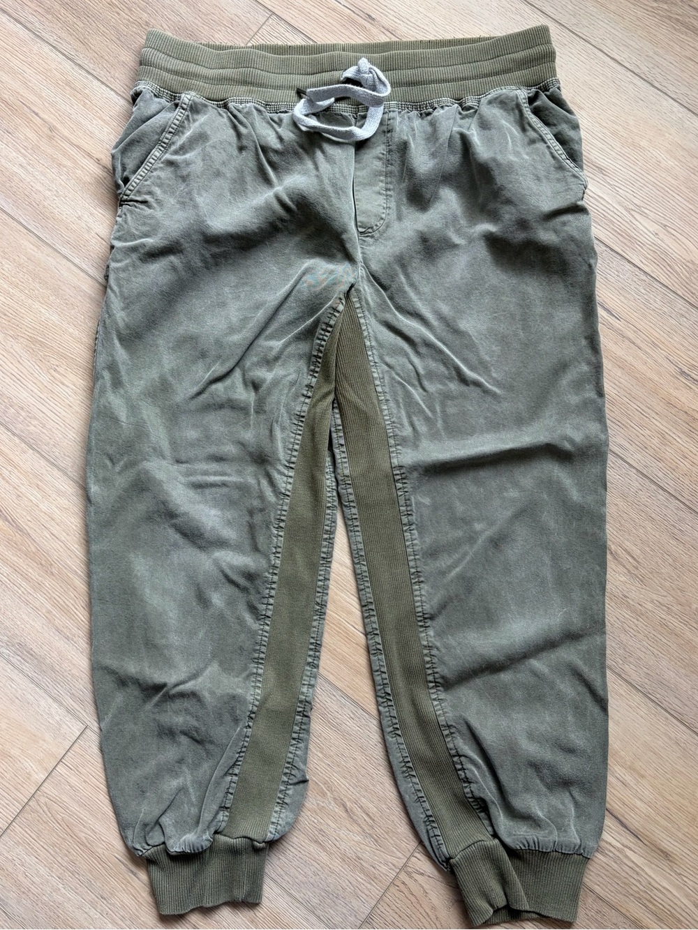 Women’s Aerie Olive Jogger Pants with Ribbed Waist Size L
